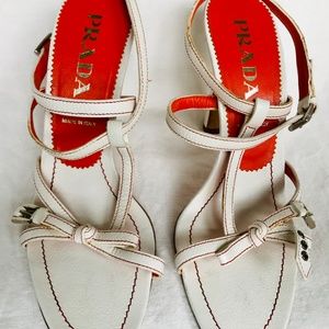 Prada White Ankle Strap HIGH sandals